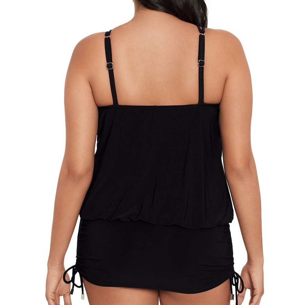 Magicsuit Susan Plus Size Black Double Strap Underwire Blouson Swimdress 3545 - Picture 2 of 12